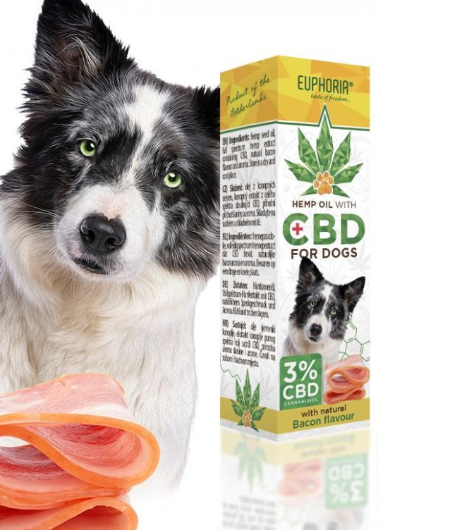 Euphoria Huile CBD pour chiens 3%, 300mg, 10 ml - arôme bacon