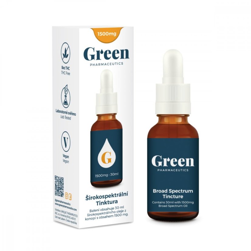 Green Pharmaceutics Ευρύ φάσμα βάμμα, 5 %, 1500 mg CBD, 30 ml
