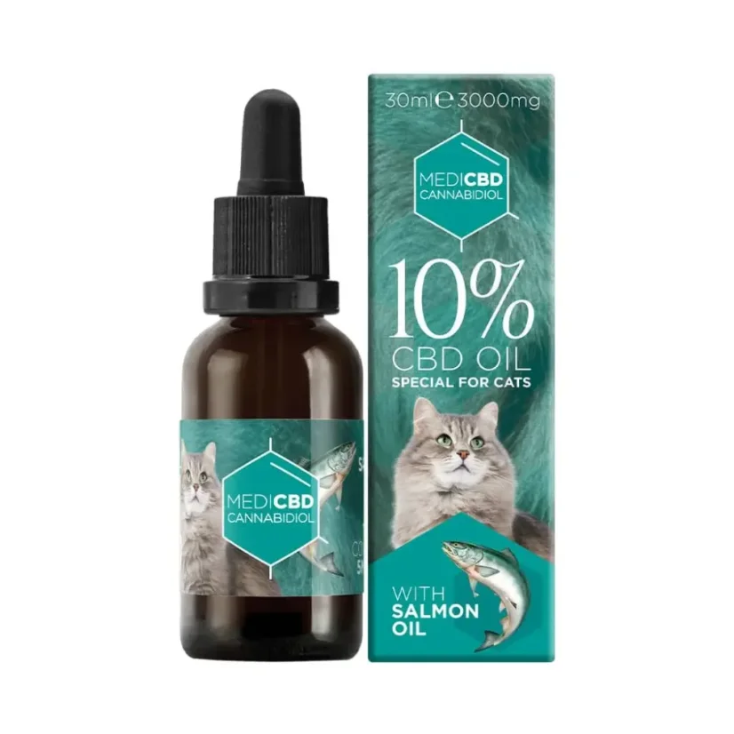 MediCBD Aceite de CBD para gatos con aceite de salmón, 10 % CBD, 3000 mg, 30 ml