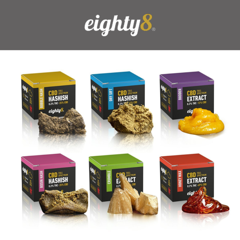 Eighty8 CBD koncentrati - Sve u jednom setu, 6 vrsta x 1 gram