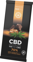 Chocolate negro con CBD y perlas de caramelo salado (100 mg de CBD), 15 barritas en caja, 1500 g