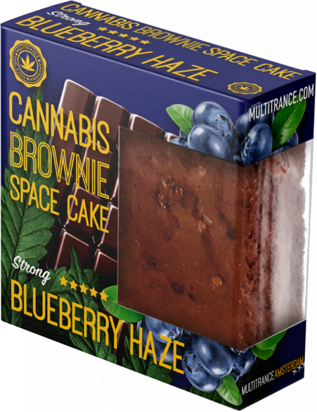 Cannabis Blueberry Haze Brownie Deluxe verpakking (sterke sativa smaak) - Doos (24 verpakkingen), 2400 g