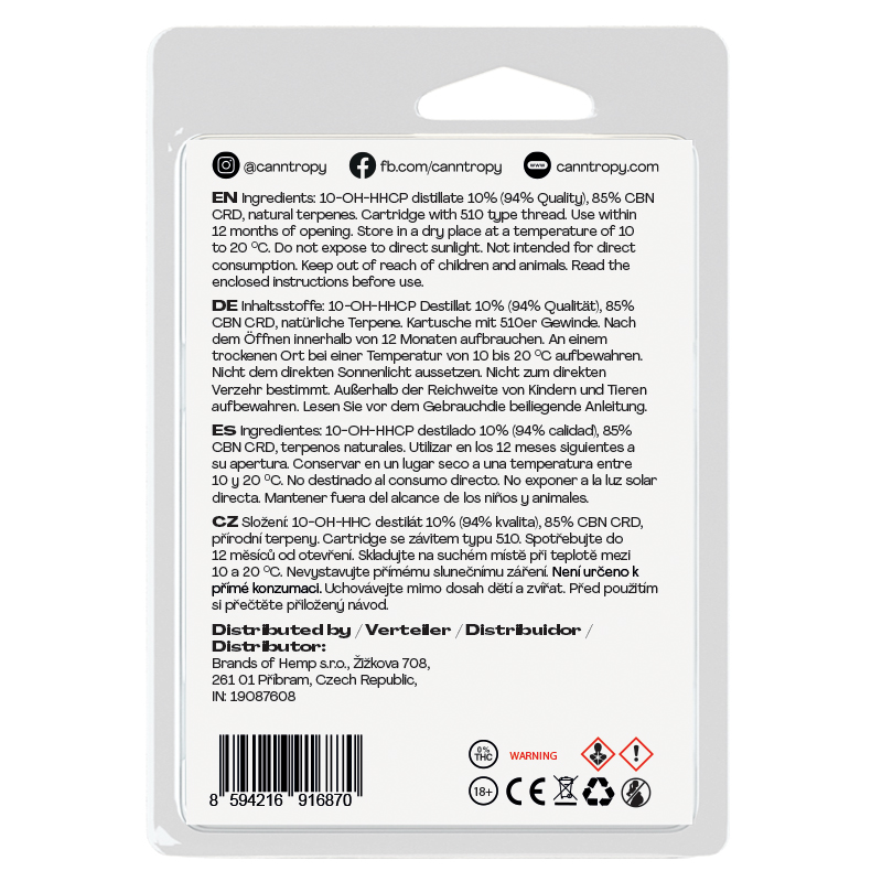 Canntropy 10-OH-HHCP-patron Lime Diesel, 10-OH-HHCP 94% kvalitet, 1ml