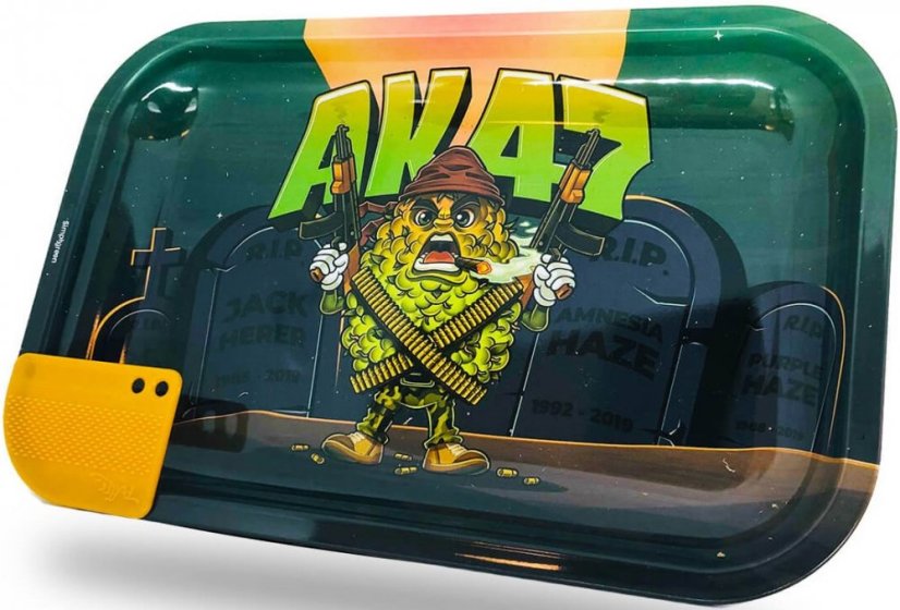 Best Buds Mission AK47 Duża metalowa taca do zwijania z magnetyczną kartą szlifierską
