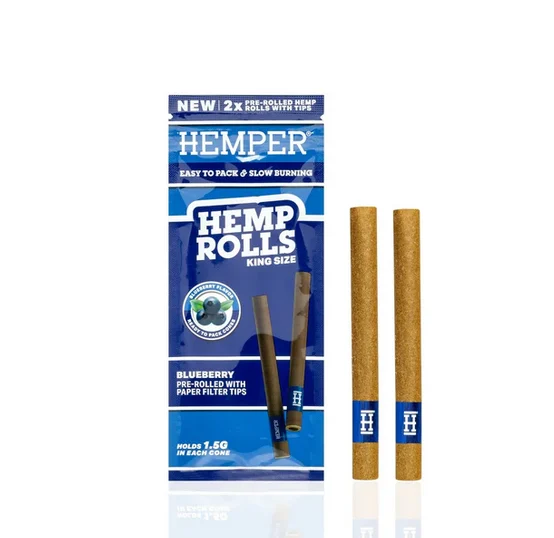 HEMPER Hamppupaperit King Size Paper Tipillä 2kpl - Blueberry