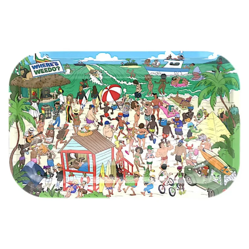 Best Buds Dove si trova Weedo? spiaggia, Vassoio per rollare in metallo medio, 17x28 cm