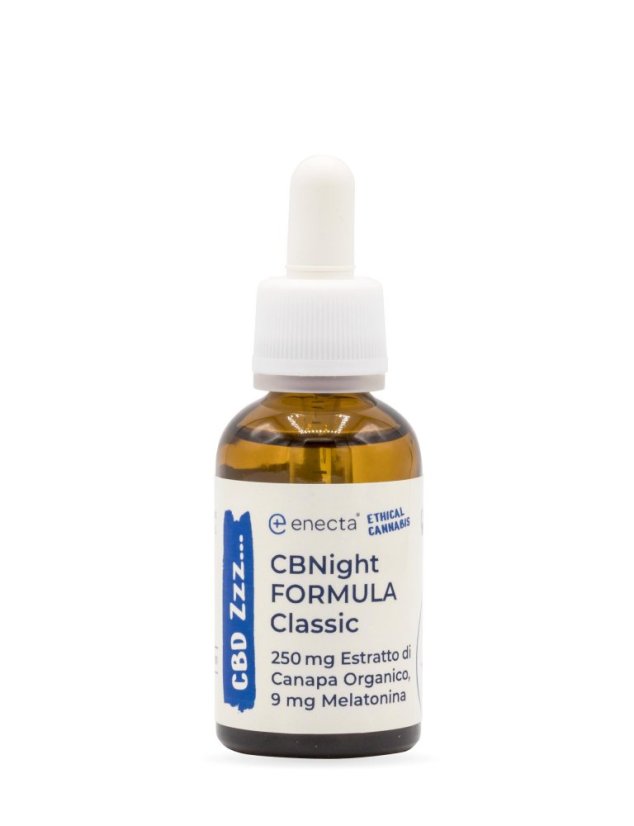 Enecta CBNight Formula Classic Huile de chanvre avec mélatonine, 750 mg d'extrait de chanvre biologique, 90 ml