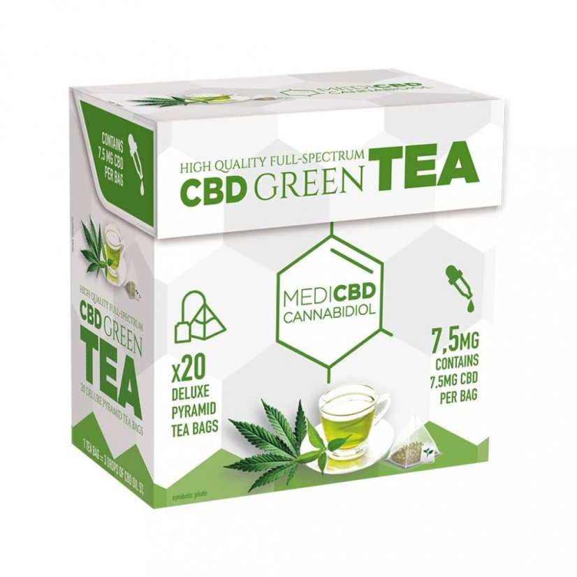 MediCBD Thé vert - sachets de thé pyramidaux au CBD, 30 g