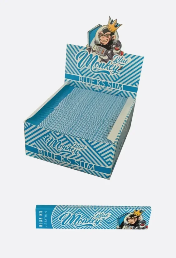Monkey King KSS hârtii de rulat King Size Slim albastre, 1 caiet