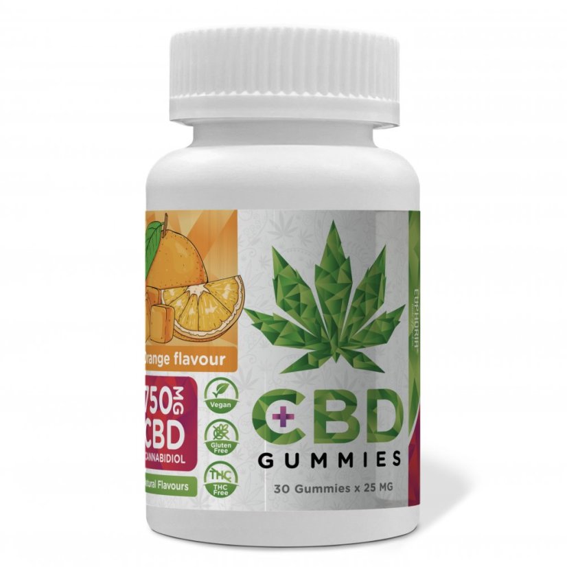 Euphoria CBD Gummies Jeruk 750 mg CBD, 30 buah x 25 mg, 90 g