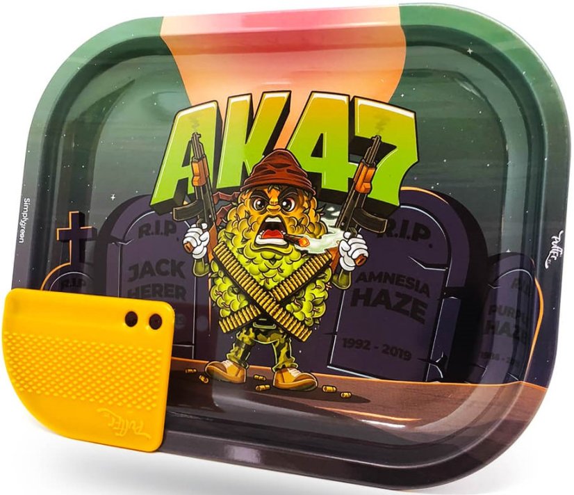 Best Buds Mission AK47 mažas metalinis valcavimo padėklas su magnetine šlifuoklio kortele