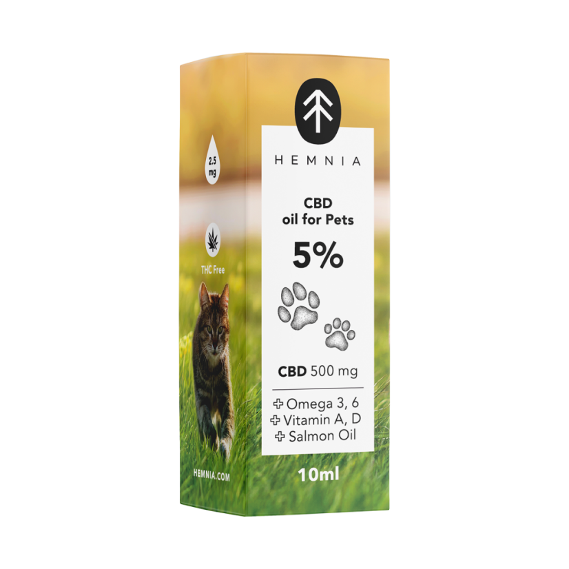 Hemnia CBD in Lachsöl für Tiere – 5 % CBD, 500 mg, 10 ml