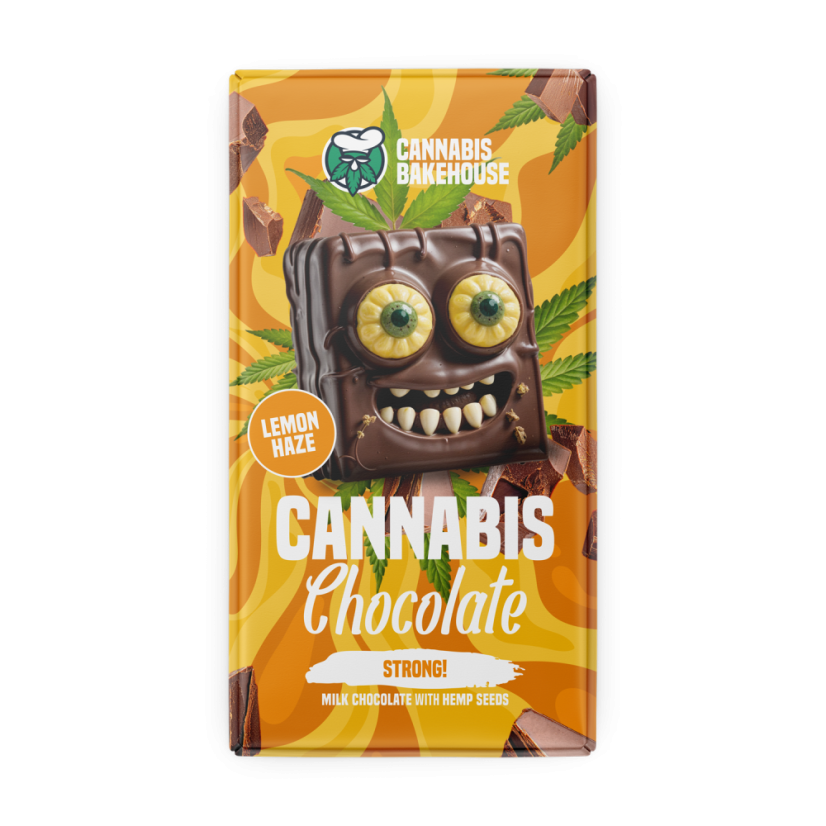 Cannabis Bakehouse Tablette de chocolat au lait aux graines de chanvre, Lemon Haze, 1 pcs, 80 g