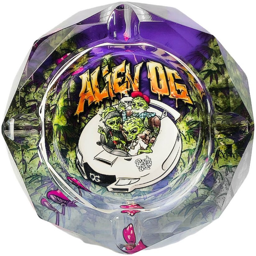 Best Buds Kristallaschenbecher mit Geschenkbox, Alien OG