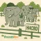 Illustrated elephants in an enclosure with an H4CBD sign, accompanied by the CannabiZoo logo