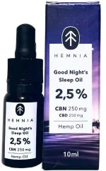 Hemnia Good Night's Sleep Aceite de cáñamo 2,5 %, 250 mg CBN, 250 mg CBD, 10 ml