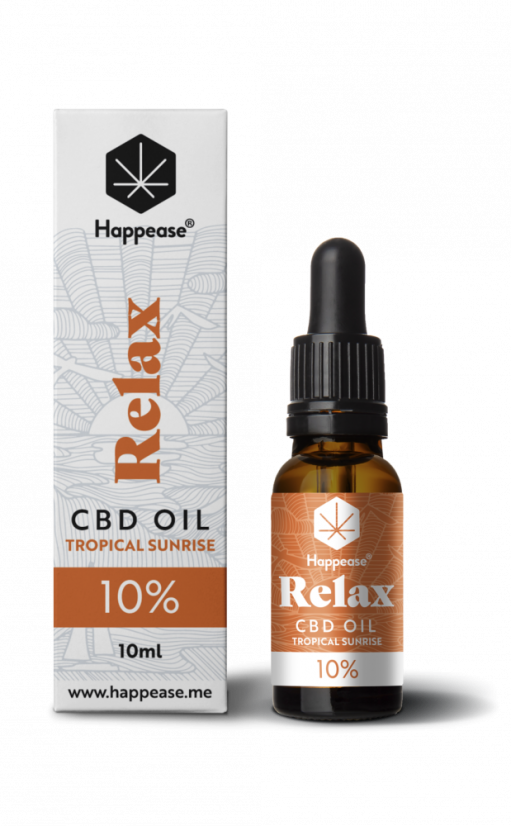 Aceite de CBD Happease Relax Tropical Sunrise, 10% CBD, 1000 mg, 10 ml