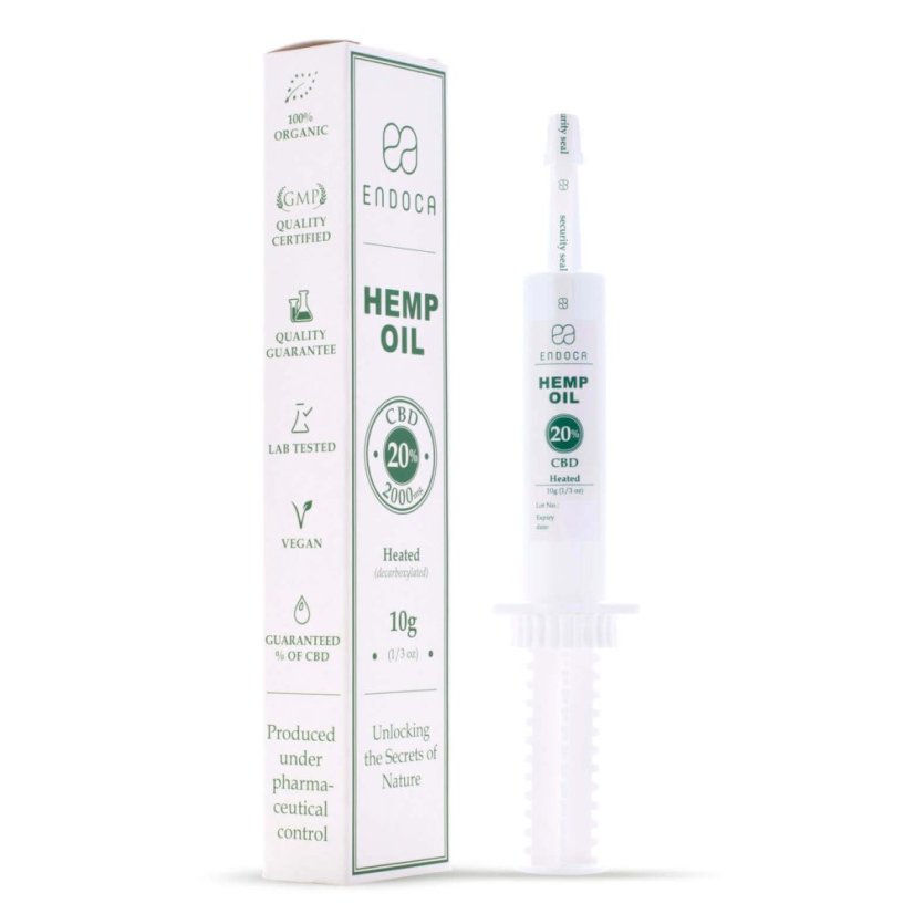 Endoca Extrait d'huile de chanvre 2000 mg CBD (20%), seringue de 10 g