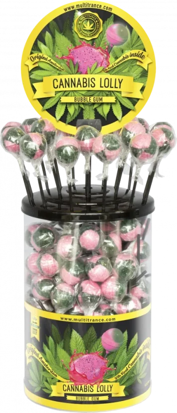 Acadele cu gumă de mestecat cu canabis – Recipient de afișare (100 de acadele), 1800 g