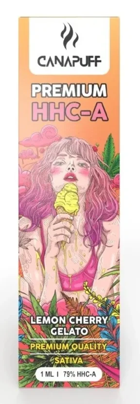 CanaPuff HHCA jednokratna vape olovka Lemon Cherry Gelato, HHCA 79 %, 1 ml