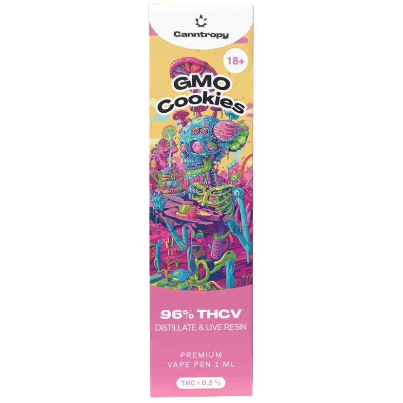 Canntropy THCV Disposable Vape Pen GMO Cookies žive smole terpeni, THCV 96% kakovost, 1 ml
