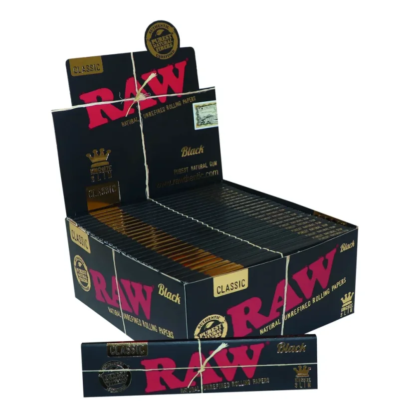 RAW Negru kingsize slim Hârtii