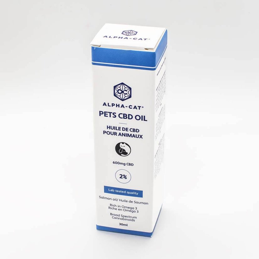 Alpha-Cat Huile De Saumon avec du CBD pour les animaux, 2%, 600mg, 30 ml