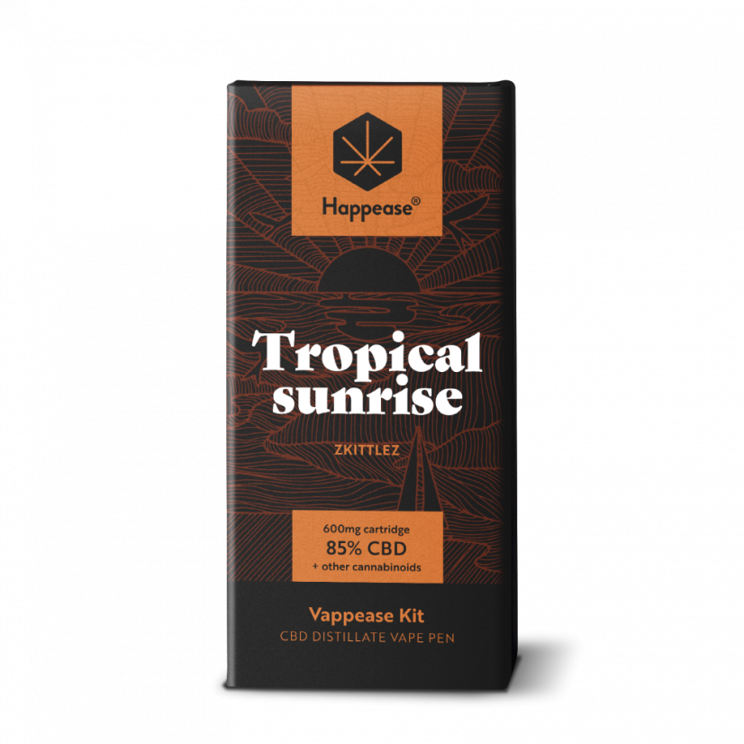 Happease Clasic Răsărit tropical - Kit de vaping, 85% CBD, 600 mg, 0,5 ml