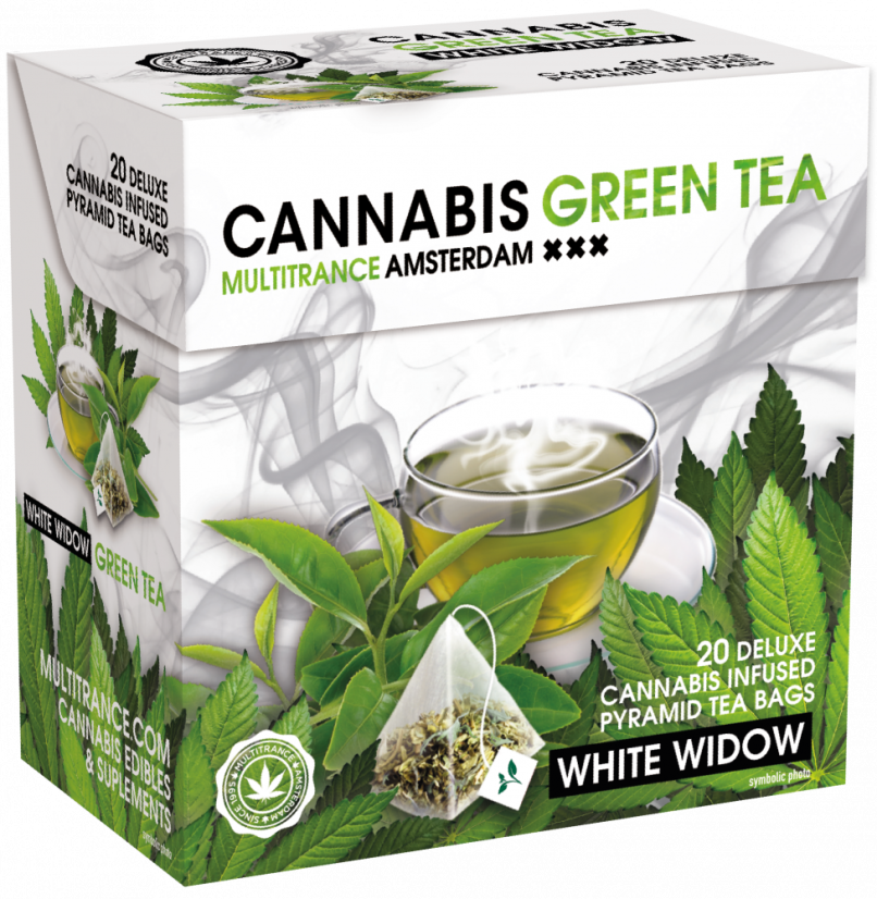 Cannabis White Widow Green Tea (æske med 20 pyramide teposer), 40 g