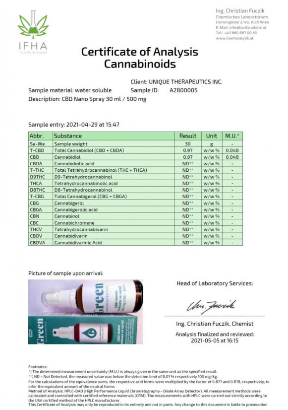 Green Pharmaceutics Nano CBD Spray - 300mg, 30 ml