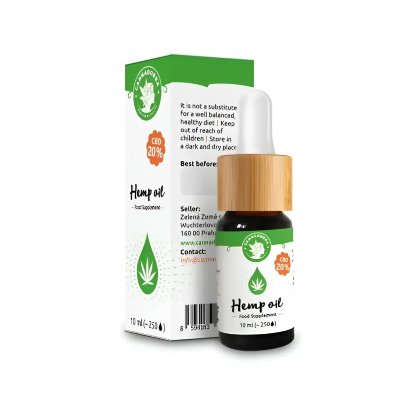 Cannadorra Óleo de cânhamo CBD, 20 % CBD, sem THC, 10 ml Cannadorra Óleo de cânhamo CBD, 20 % CBD, sem THC, 10 ml