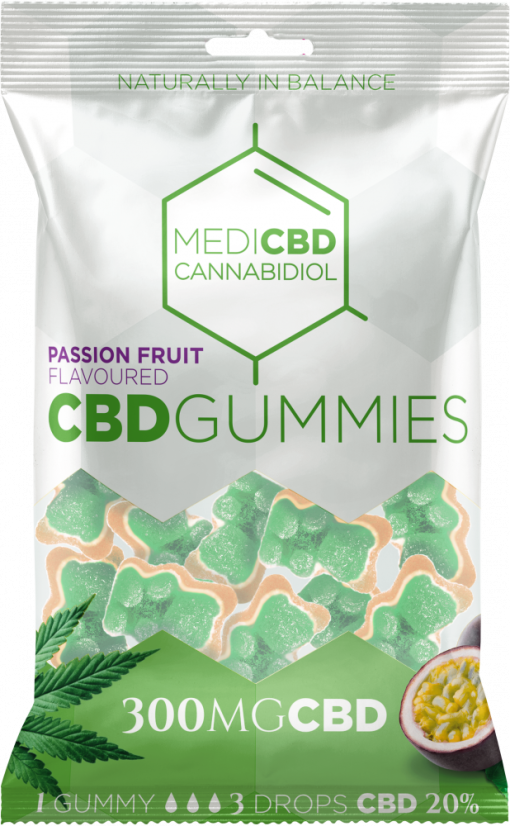 MediCBD Bonbons gélifiés au CBD au goût de fruit de la passion (300 mg), 40 sachets en carton, 4000 g