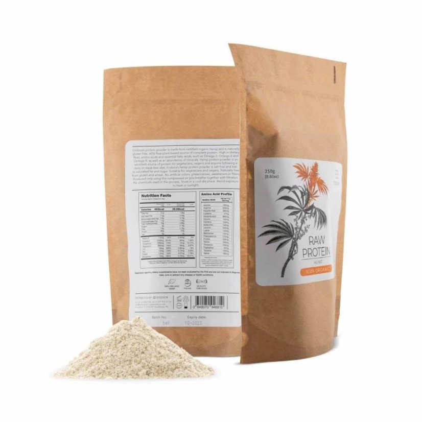 Endoca Pudră de proteine organice de cânepă crudă, 250 g