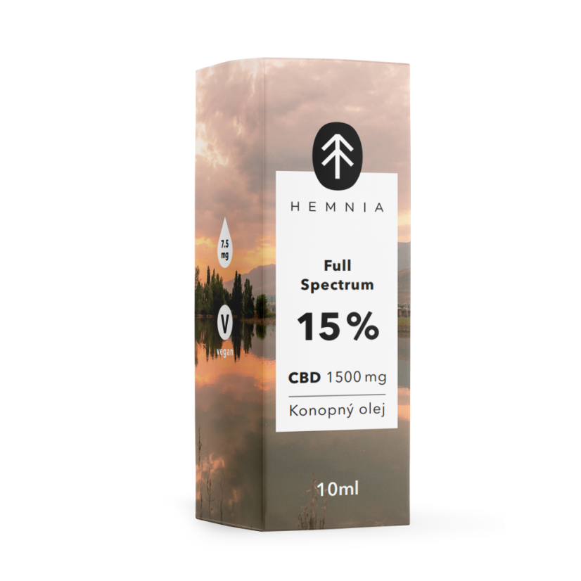 Hemnia Ulei de cânepă CBD cu spectru complet 15%, 1500 mg, 10 ml