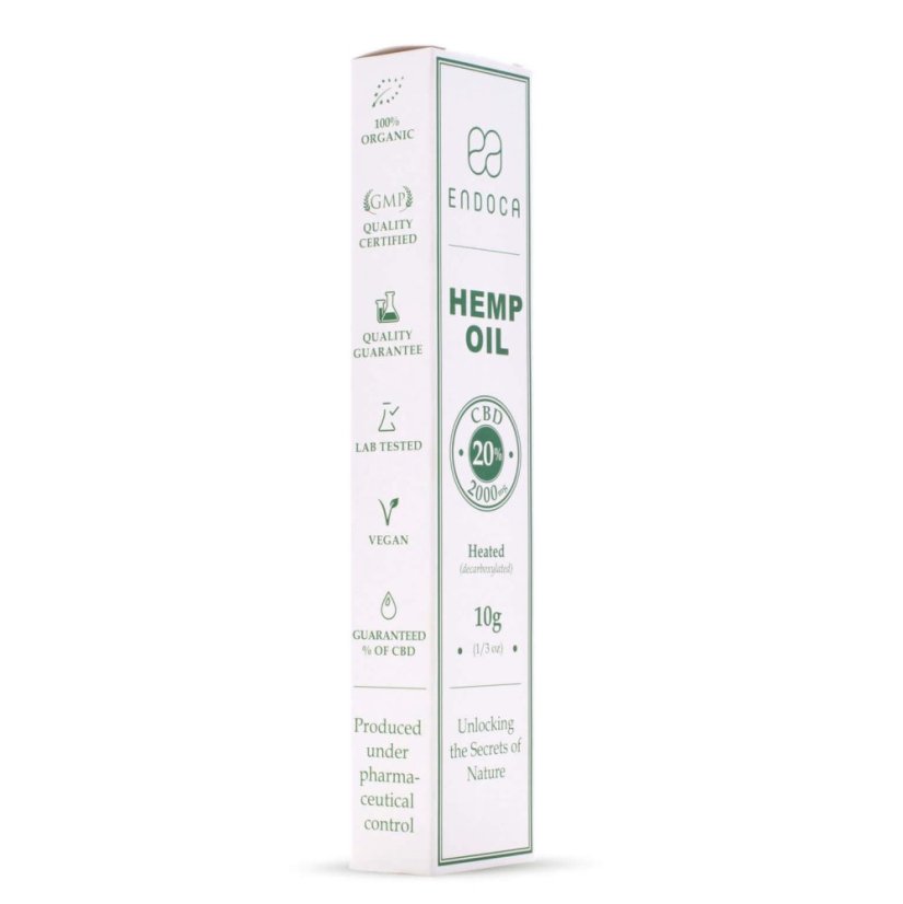 Endoca Extrait d'huile de chanvre 2000 mg CBD (20%), seringue de 10 g