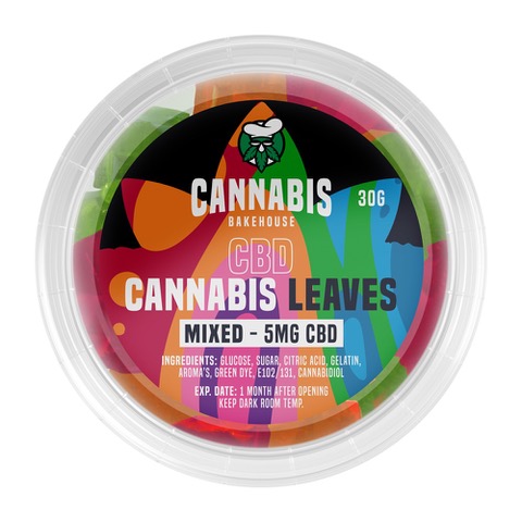 Cannabis Bakehouse - CBD Gummiblätter Mix, 18 Stück x 5 mg CBD, 30 g