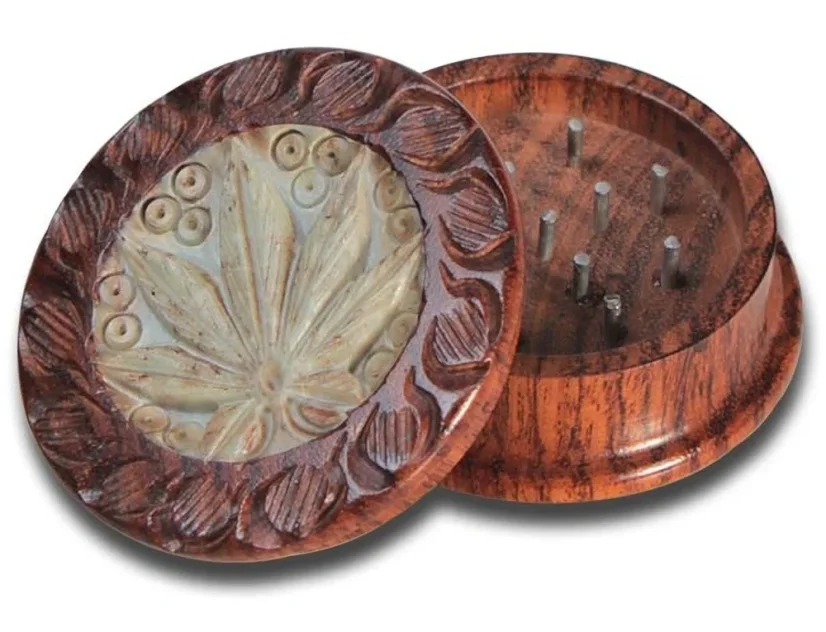 Feuille de broyeur en palissandre sculptée avec incrustation, 2 pièces, 40 x 25 mm