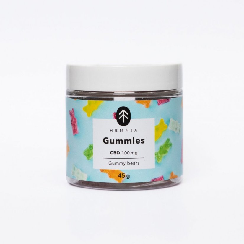 Hemnia Bonbons CBD Oursons gommeux, Cerise, kiwi, Ananas, Fraise, 100 mg CBD, 20 pcs X 5 mg, 45 g