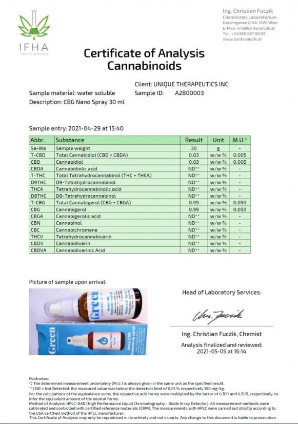 Green Pharmaceutics Nano CBG Spray - 300 mg, 30 ml