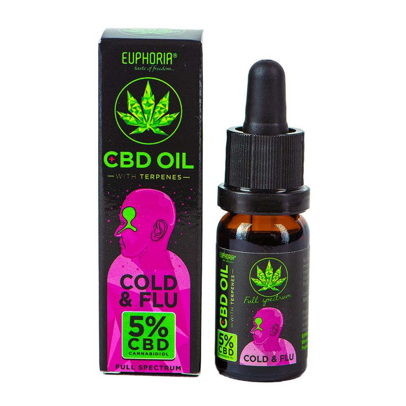 Euphoria CBD Oil 5% cu terpeni 10 ml, 500 mg - Răceală și gripă