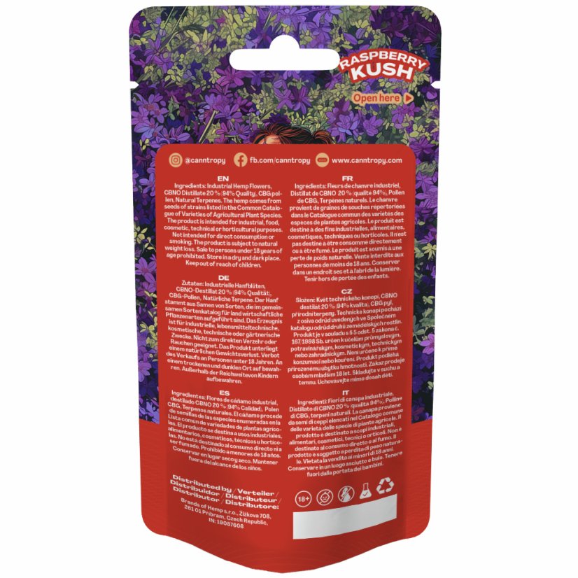 Canntropy CBNO Blüte Raspberry Kush, CBNO 94% Qualität, 1 g - 100 g
