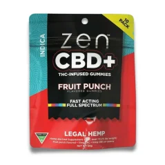 Zen CBD Bonbons gélifiés THC+ Fruit Punch Indica, 10 pièces, 200 mg