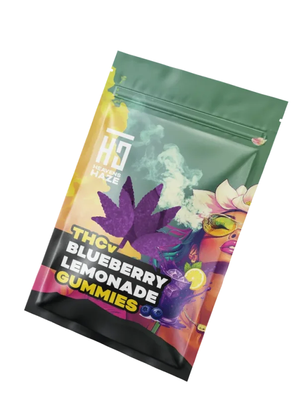 Heavens Haze THCV Gommes gélifiées Limonade aux myrtilles 3 pcs - 15 mg THCV + 5 mg CBN, 13,5 g