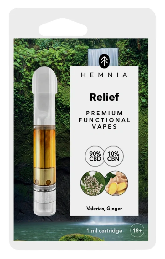 Hemnia Cartridge Relief - 90 % CBD, 10 % CBN, валеріана, імбир, 1 мл
