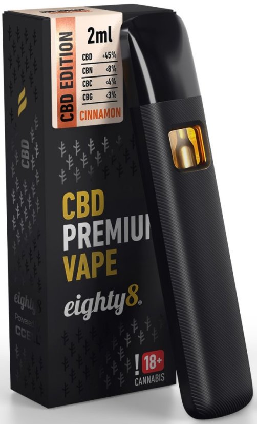 Eighty8 CBD Vape Pen Premium Cinnamon, 45 % CBD, 2 ml Eighty8 CBD Vape Pen Premium Cinnamon, 45 % CBD, 2 ml