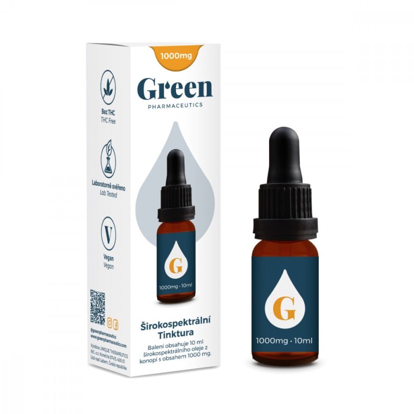 Green Pharmaceutics Plaša spektra tinktūra, 10 %, 1000 mg CBD, 10 ml