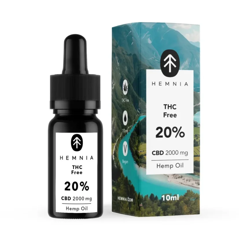 Hemnia Aceite de CBD 20% libre de THC, 2000 mg, 10 ml
