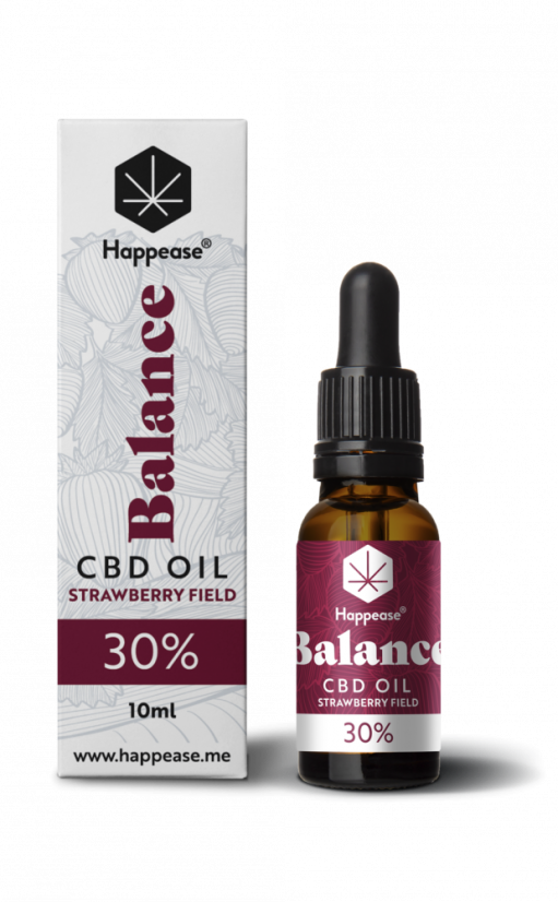 Aceite de CBD Happease Balance Campo de Fresa, 30% CBD, 3000 mg, 10 ml
