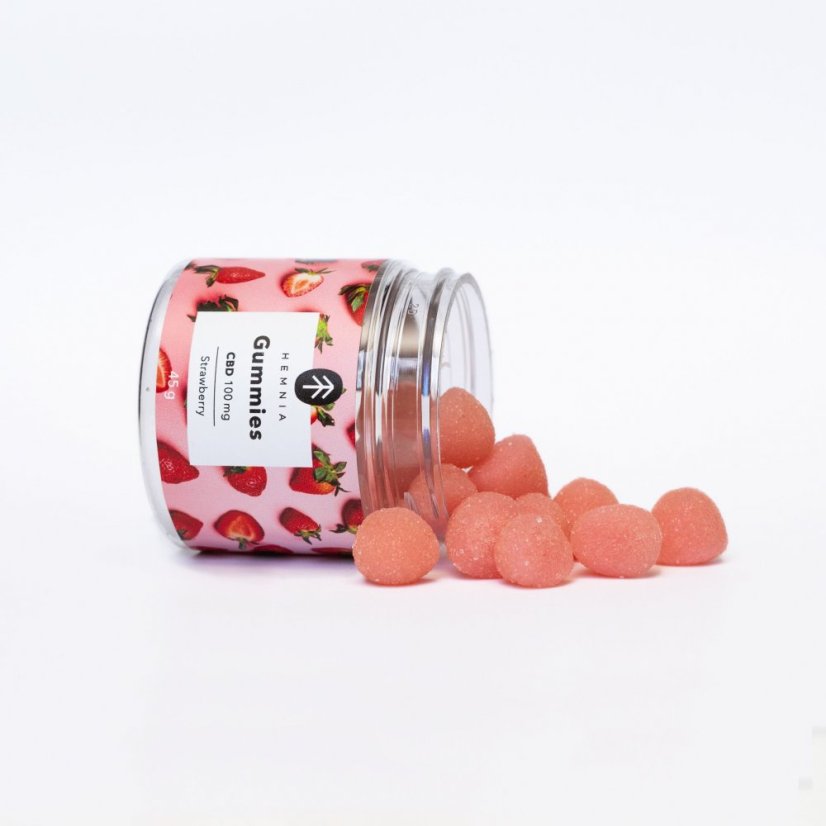 Hemnia Bonbons au CBD, fraise acidulée, 100 mg de CBD, 20 pièces x 5 mg, 45 g