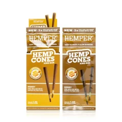 HEMPER King Size Hemp Cones med papirtupp 2pk - Honning
